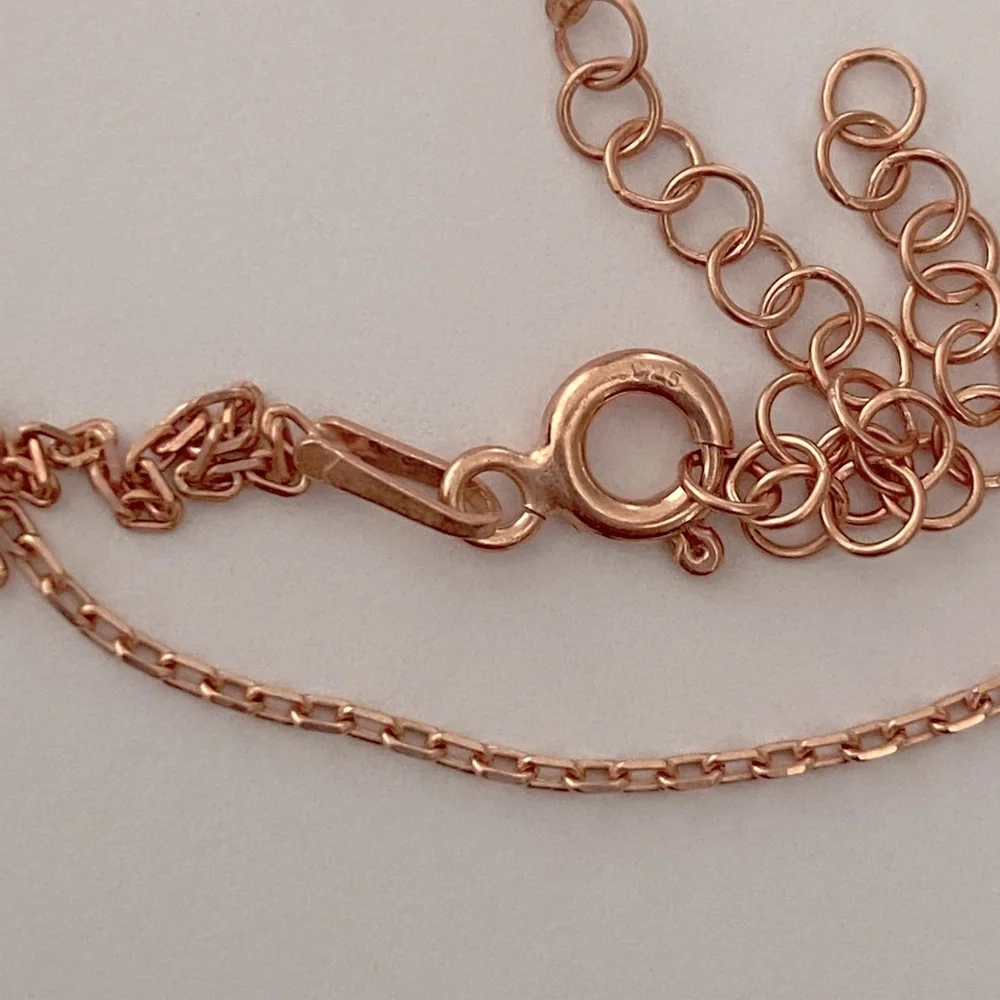 925 Silver pink dragonfly enamel cz stones necklace 14K rose gold plated